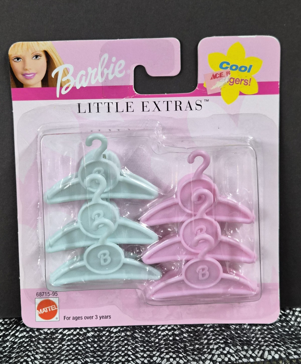 Mattel Barbie Little Extras Pink/Blue Plastic Hangers 6pc 11 in MPN 68715-95